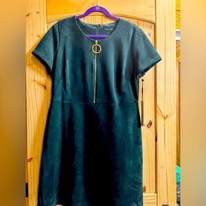 Calvin Klein dark green dress with gold zipper